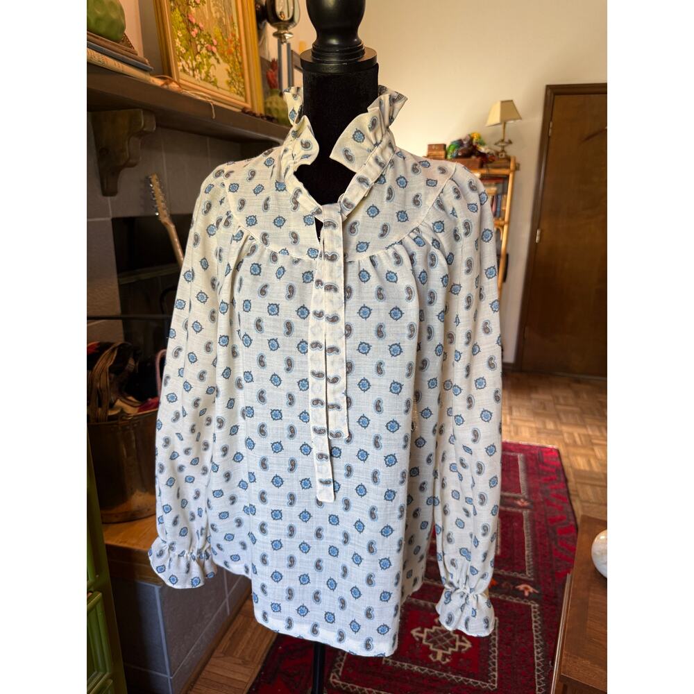 1970s Inner Visions by Ship n' Shore Paisley Print Cotton Tunic Top